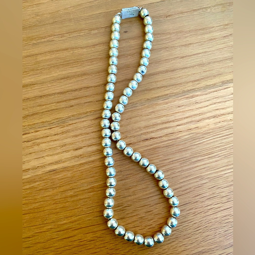 Vintage 18” silver ball necklace